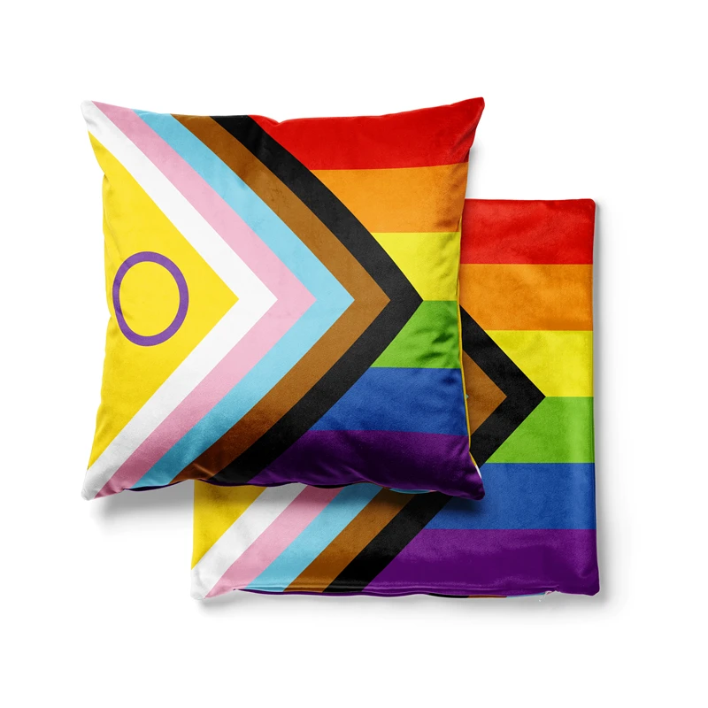 Gaslight Gatekeep Girlboss Intersex Inclusive Pride Flag Throw Pillow Covers Cushion Cases Pillowcases for Sofa 45cm x 45cm