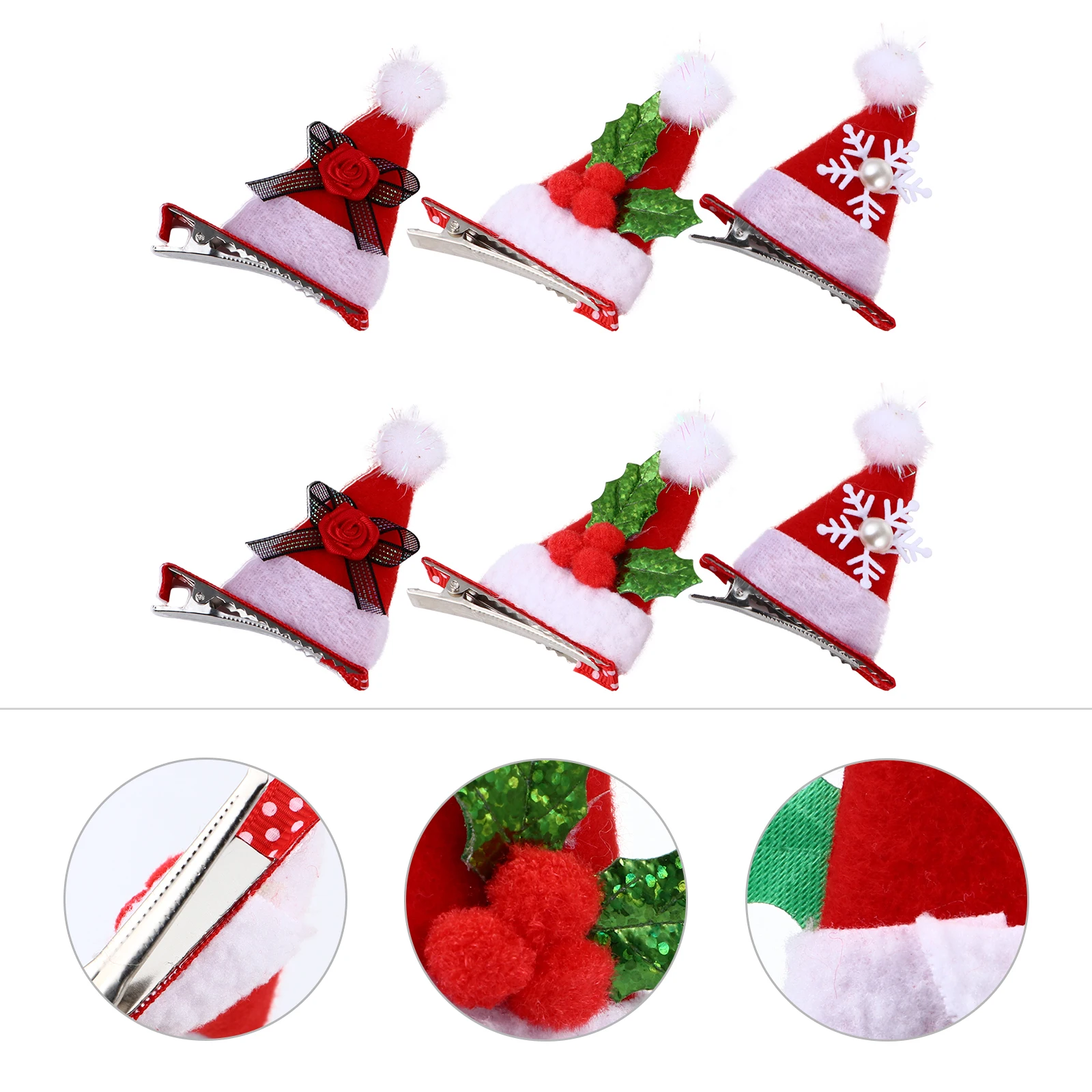 

6 Pcs Christmas Decoration Hat Hairpin Xmas Clips Elements Headdress Barrettes Accessories