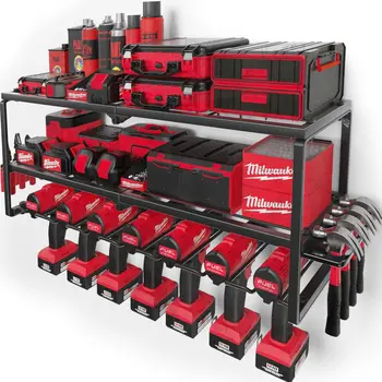 Heavy Duty Metal 3 Layers Tool Shelf for Garage Organization Large Size & Easy Assembly Power Tool Organizer