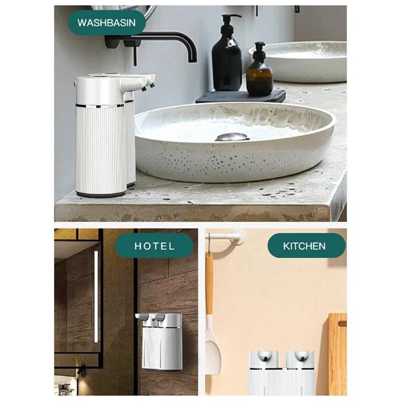 Hot Automatic Soap Dispenser Wall Mounted,Touchless Double Foaming&Liquid Soap Dispenser,2X14oz, For Commercial Or Home