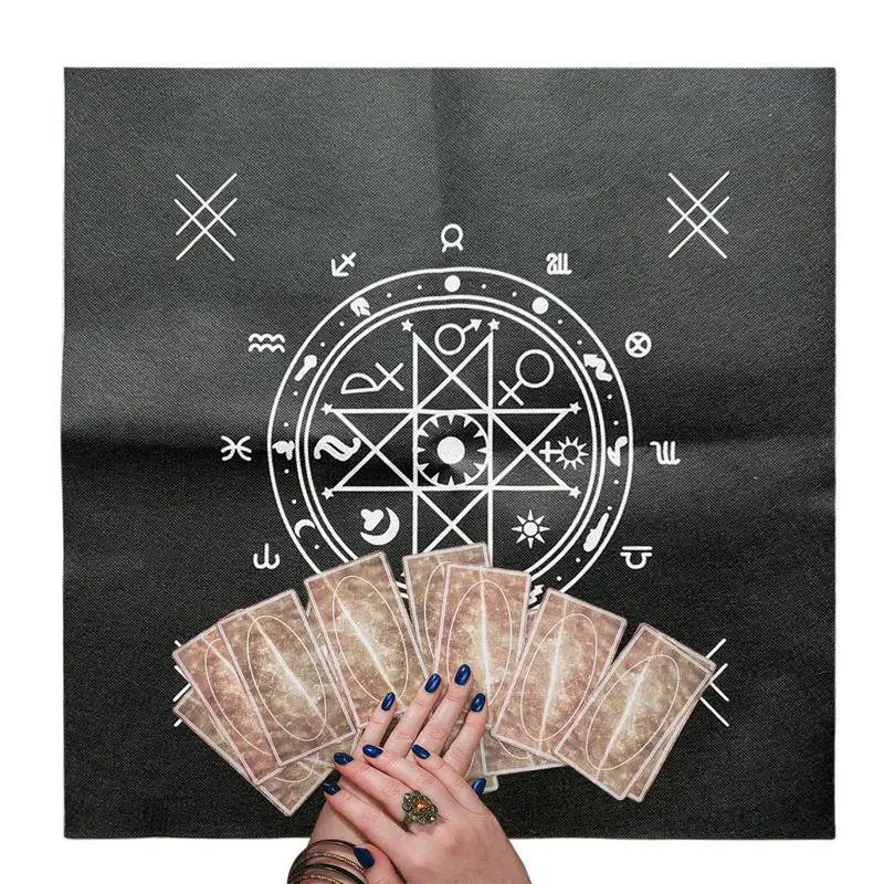 49x49cm Tarots Tablecloth Triple Moon Pentagrams Pagan Altar Cloth Flannel Tarots Cloth Divination Astrology Board Game