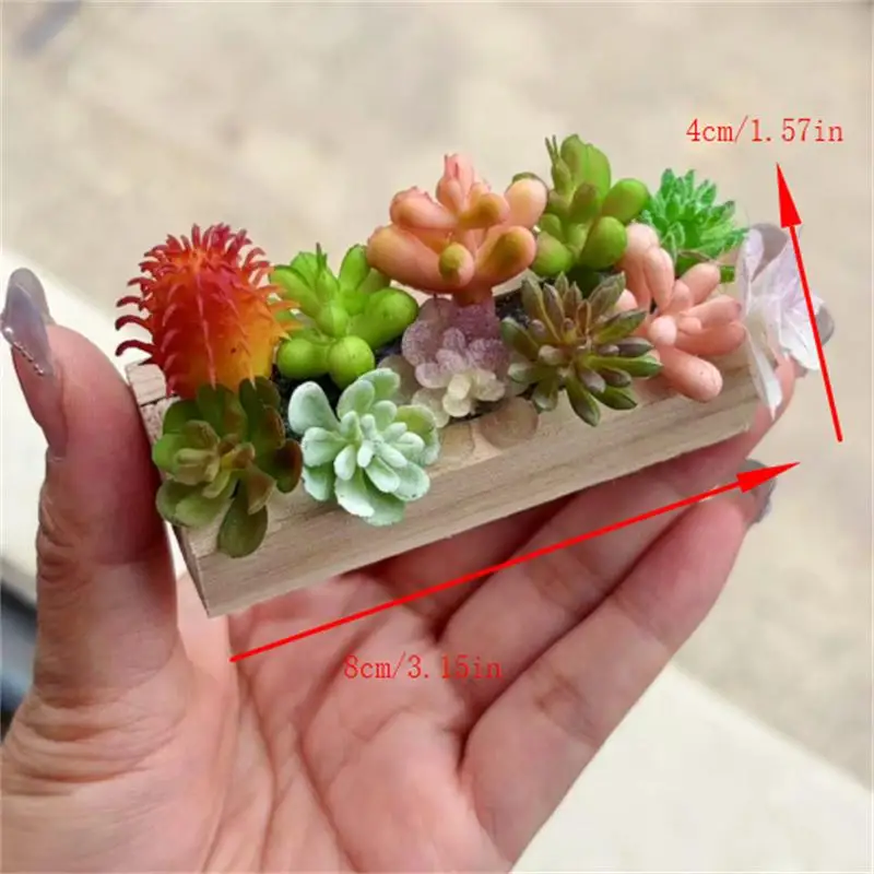 Ornaments Pretend Play Toys Random One Dollhouse Miniature Wooden Trough Green Plant Pot Model Micro Landscape Decor