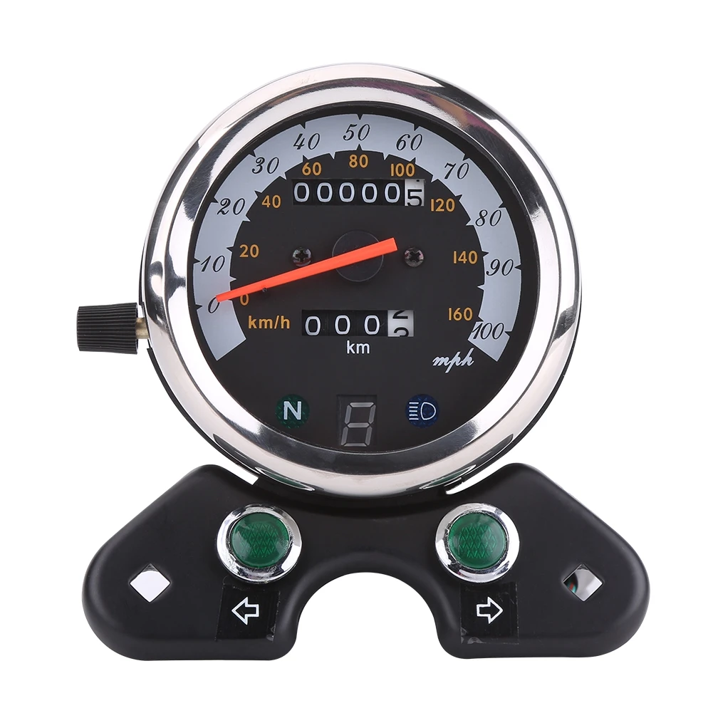 Motorcycle Speedometer Speedo Meter Universal Motorcycle Dual Odometer Speedometer Speedo Meter Gear Digital Display Speedometer