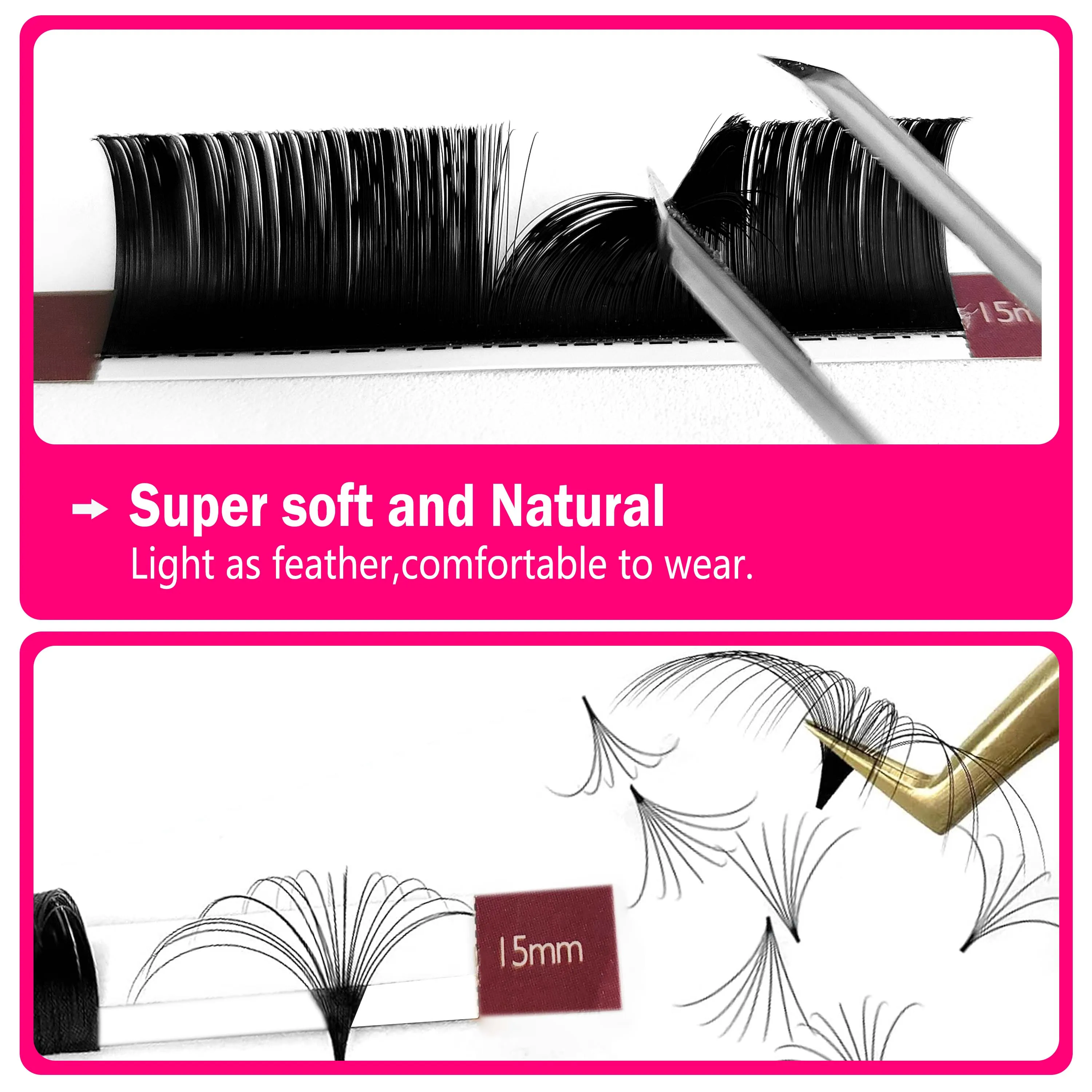 CoMango Matte Soft Mega Volume Eyelash Extensions C/D/DD Curl 8-20mm All Size Blooming Lash Extensions Easy Fan Lashes