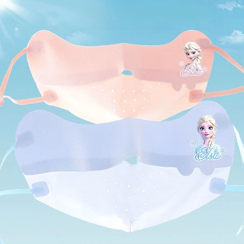 Miniso Disney Girls Summer Ice Silk Sunscreen Mask Breathable Thin UV Anti-Ultraviolet Children's Sunscreen Mask UPF50+