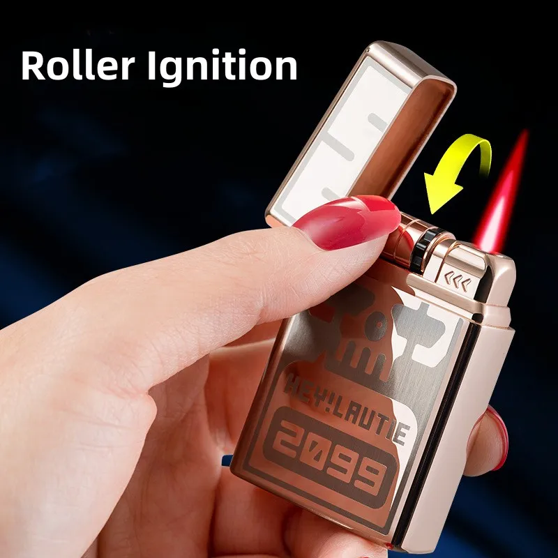 Roller Ignition Inflatable Windproof Dual Battery Changeable Retro Trend Creative Cigar Men\'s Portable Gas Metal Lighter Gifts