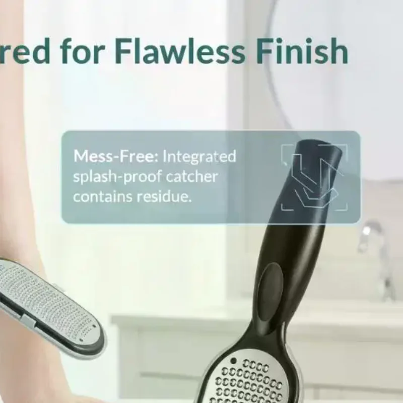1Pcs Heavy-Duty Stainless Steel Painless Foot File & Remover With Splash Guard