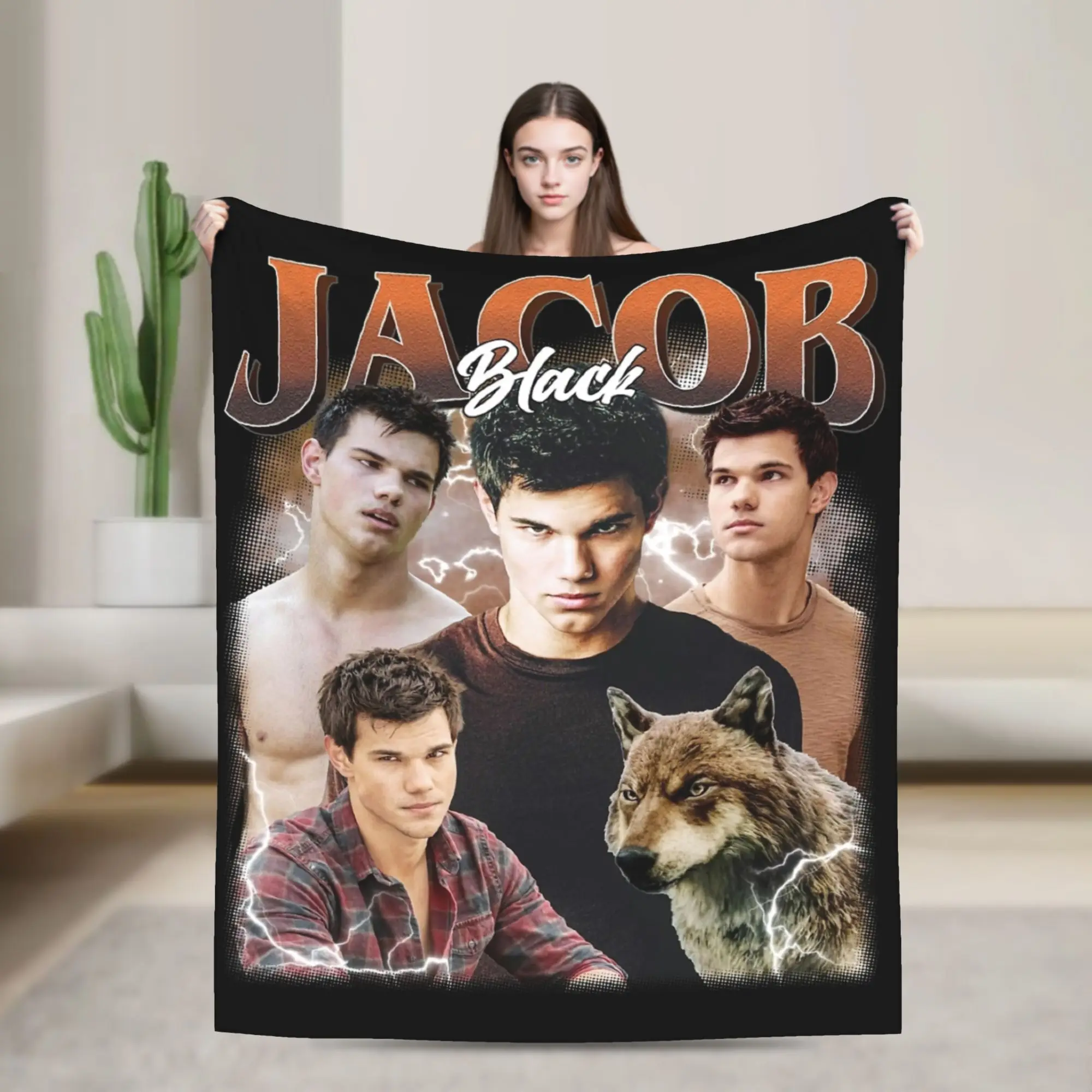 Twilight Jacob Classic Bootleg Blankets Fleece Print  Multi-function Lightweight Thin Throw Blanket for Home Outdoor Bedspreads
