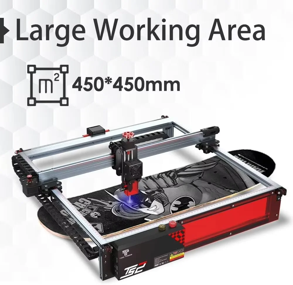 Twotrees TS2-10W 80w Optical Power máquina de gravação a laser 450x450mm tecnologia de ponto comprimido lasergrbl lightburn wifi giroscópio