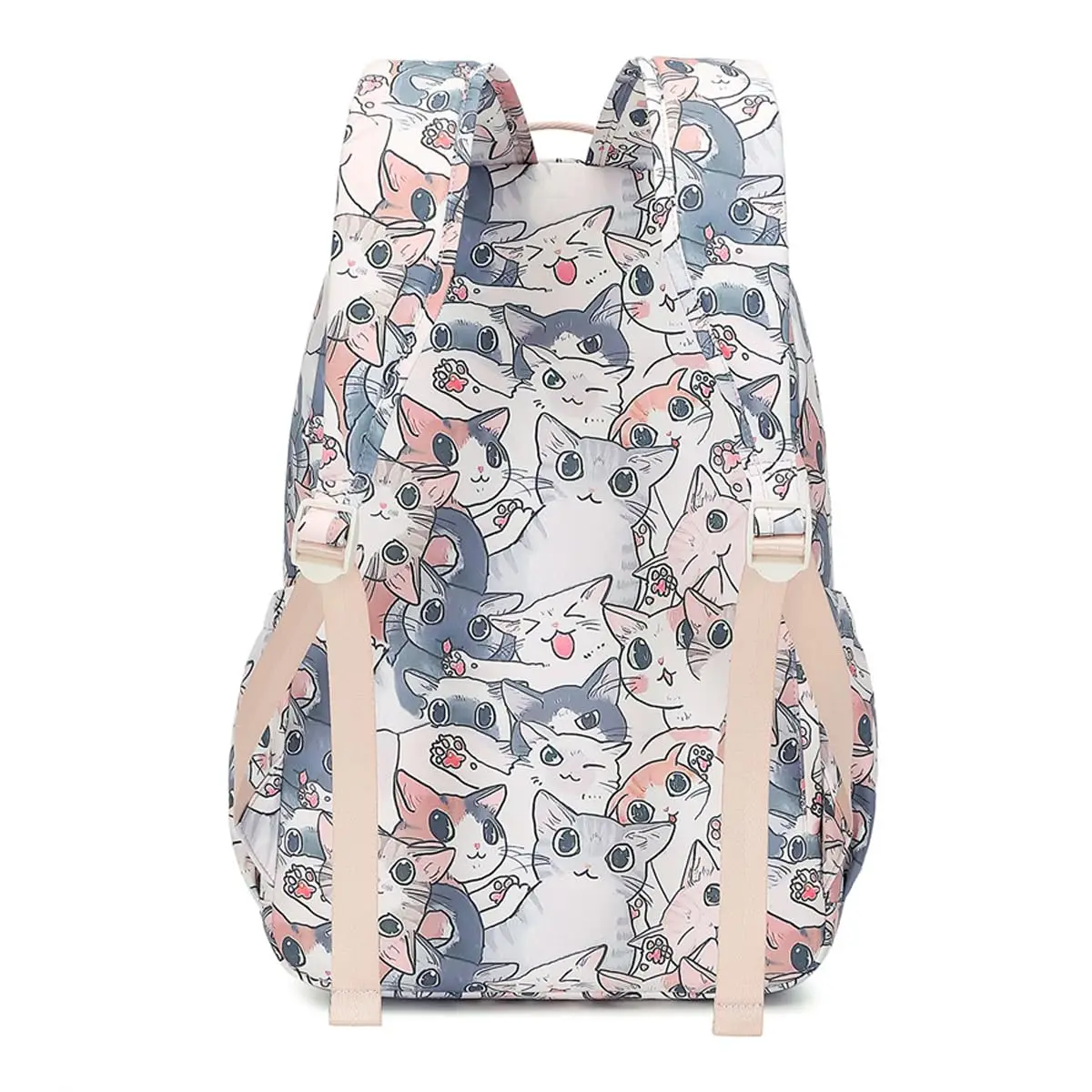 SCOFY FASHION-Sac à dos résistant à l'eau antivol pour filles, sac à dos scolaire pour ordinateur portable, sac à dos imprimé chat mignon, sac à dos rose pour l'école et les voyages