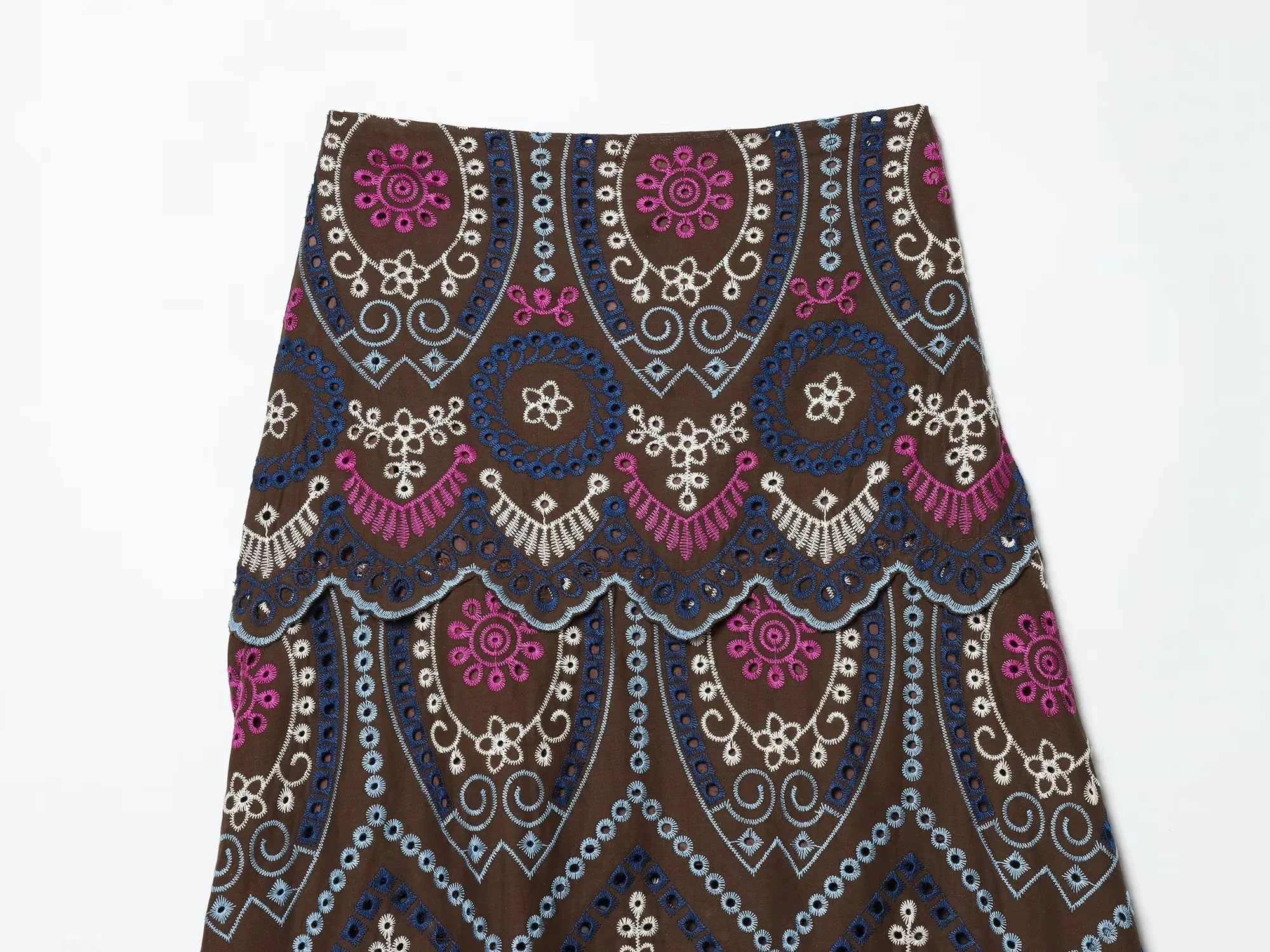 KONDALA Vintage Damen Urlaubs-Blumenanzug Stickerei Ausgehöhltes Ärmelloses Oberteil Langer Reißverschluss-Rock Mode 2026 Sommer Boho Sets – Detail 20