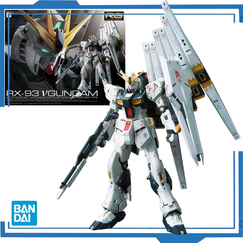 In Stock BANDAI RG 1/144 RX-93 v Gundam NU GUNDAM Anime Action Figures Toys Gift For Boys Kids