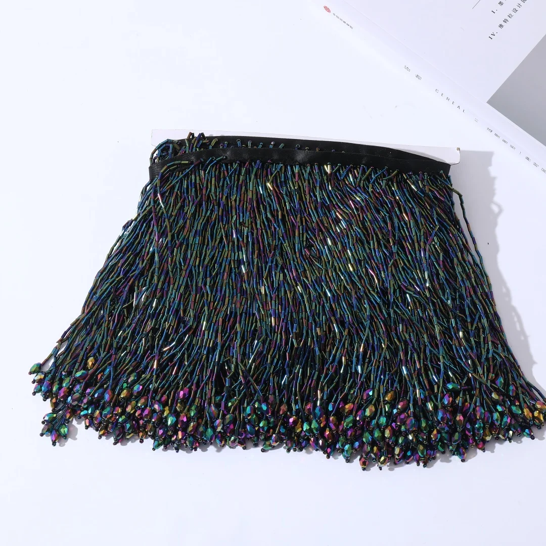 

5 Yards 16cm High Crystal Glass Beads Tassel Handmade Lace Trim DIY Wedding Dress Headdress Decoration Accessories