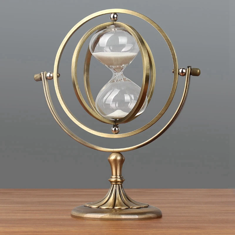 Nordic Hour Glass Rotating Sand Hourglass Vintage Home Decor Globe Ornaments Sand Clock Sandglass Timer Room Decor