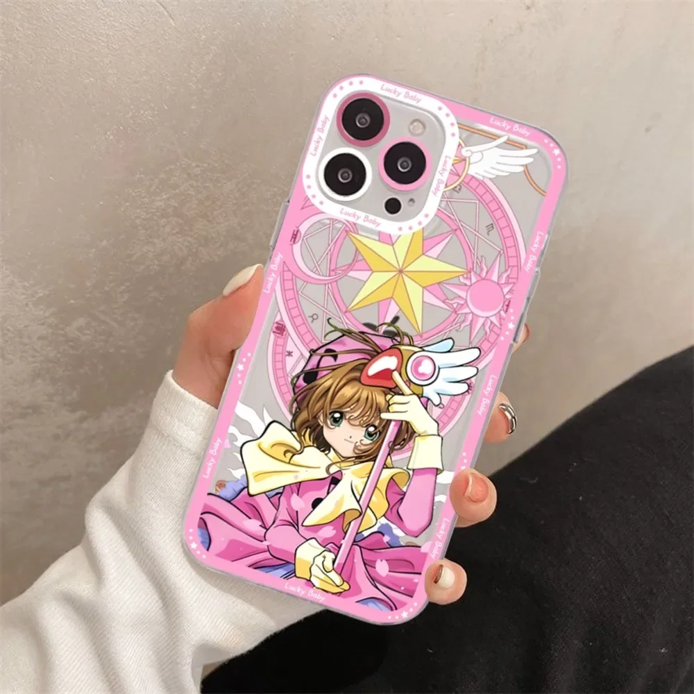 S-Sakura Cute M-Magical Girl Phone Case For iPhone 15 13 14 Pro Max XS XR 12 11 Pro 13 Mini Soft Clear Back Cover