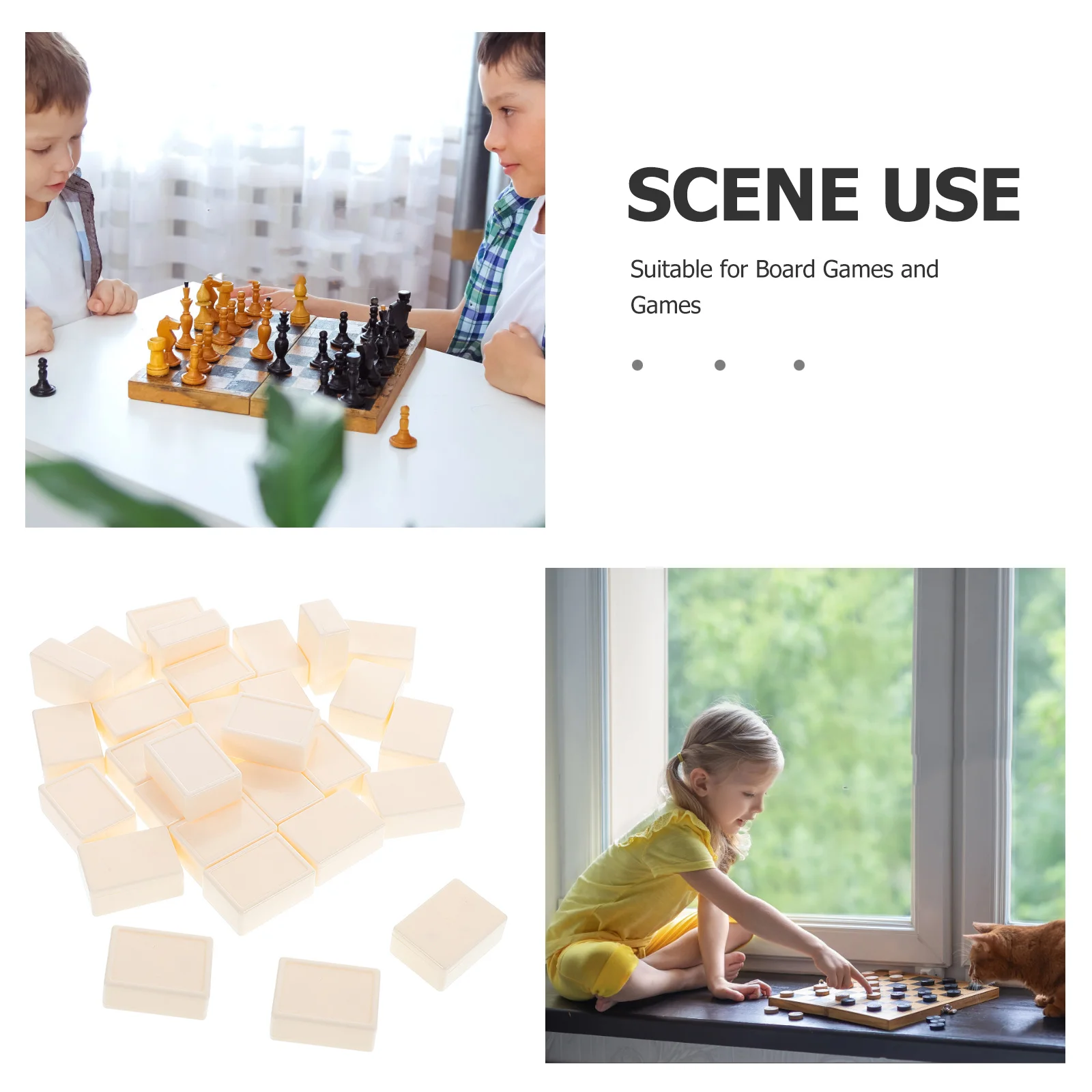 Square White Chess Piece Rotating Black and Checkers Board Game Nine Outdoor Beige Blank Tiles Giant Expression Blocks Child