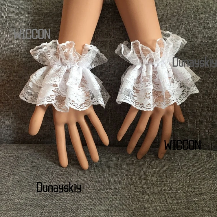 Gants en dentelle Lolita – Ensemble de manchettes à manches courtes pour boîte de nuit/Cosplay Halloween/Natal/Oktoberfest/Pâques