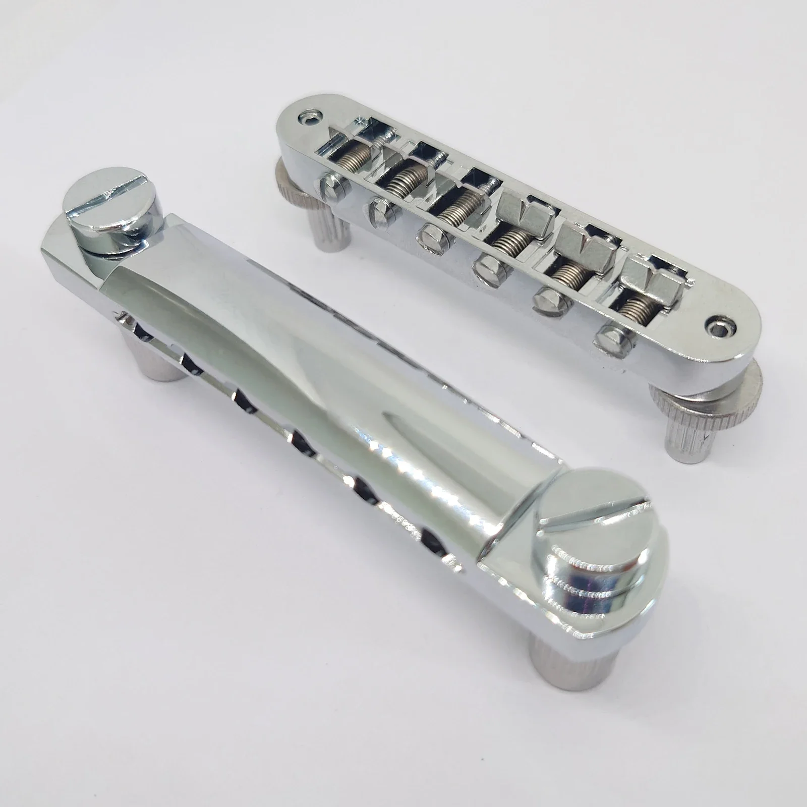 Guitar Fixed Saddle Bridge Tailpiece Set, ABR-1 Style, Tune-O-Matic, Chrome for ABR LP SG EPi, Electric Guitar