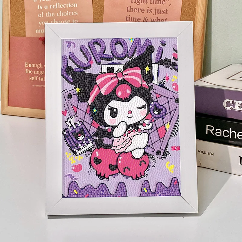 Sanrio Stitch stiker berlian DIY buatan tangan anak-anak berlian bordir penuh berlian Kuromi Ruby lukisan dekoratif kartun