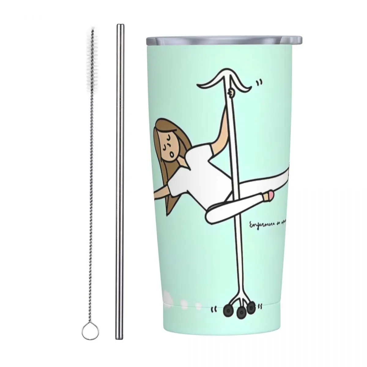 Stainless Steel Tumbler Nurse Enfermera En Apuros Mugs Cup With Straws Yoga Cold Drink Water Bottle Keep Heat 20oz Thermal Mug