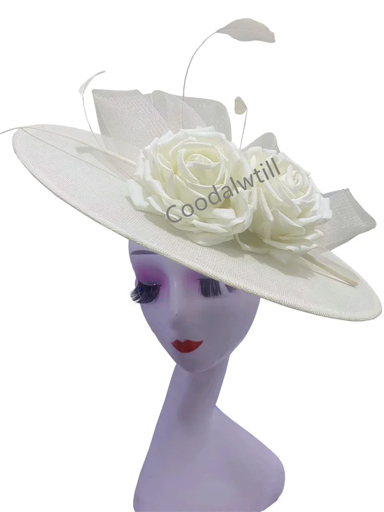 Chapeaux Fascinator Big Ascot pour femmes, chapeaux de tri avec fleur, chapeau de mariage d'église, casquette pour dames, occasion Gatineau, inery pour dames, élégant