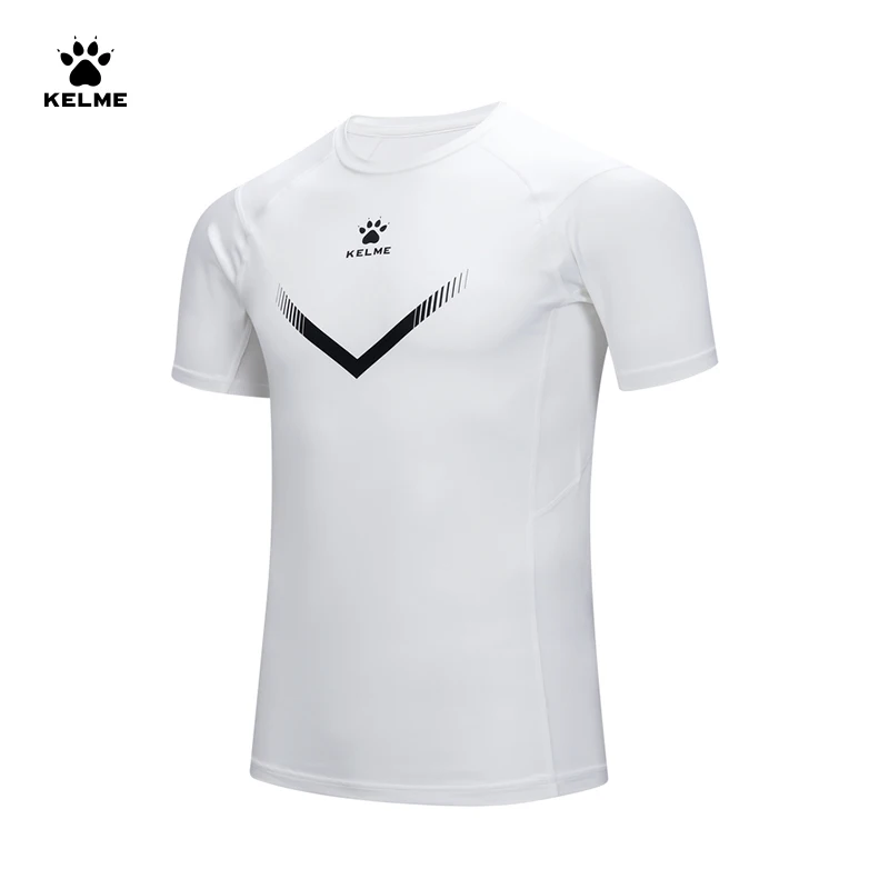 KELME-camisas de correr para hombre, Tops de entrenamiento, camisas deportivas para Fitness, Tops de gimnasio, camiseta transpirable de cuello redondo