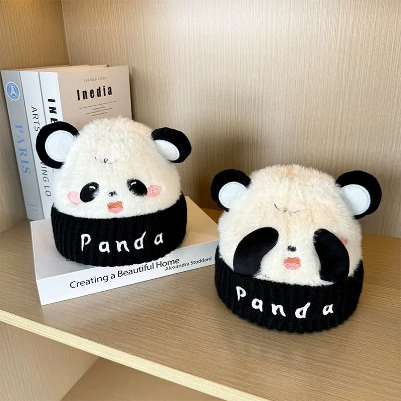 New children's panda hat baby yangqi plush knitted hat high quality cute super cute woolen pullover hat