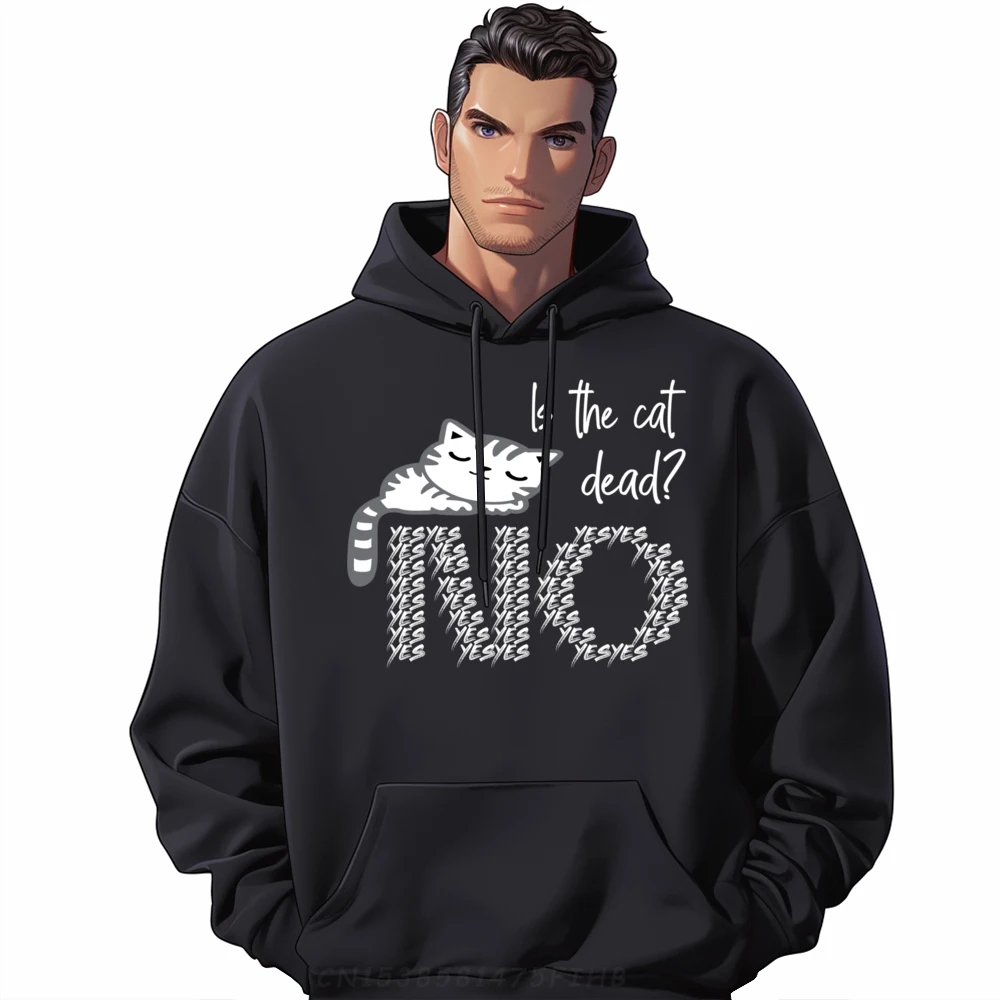 

Is the Cat Dead Yes No Schrodinger is Cat Luxury Designer Men Breathable Men's Oversize Long Sleeve