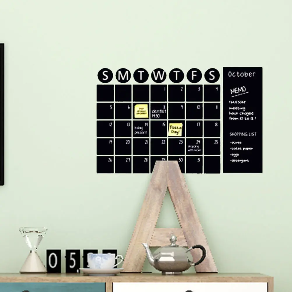 

1 Sheet Chalkboard Wall Sticker Reusable Wall Decal for Home Office Bedroom Indexing Weekly Planning Note Taking Organizer