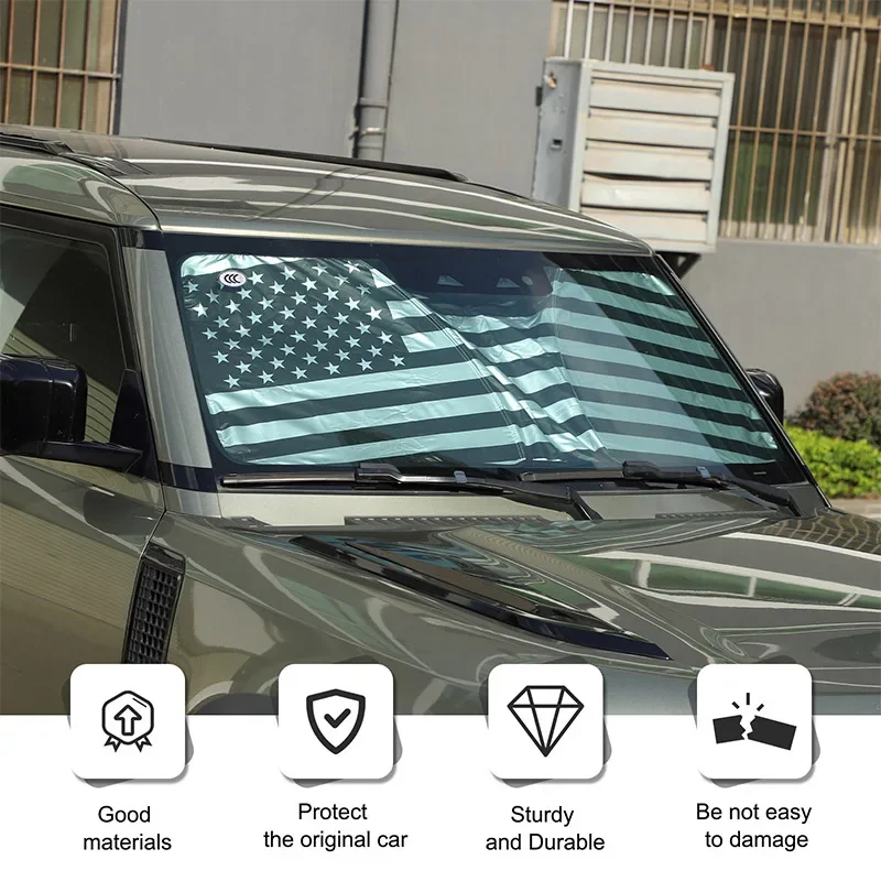 For Land Rover Defender 90 110 2004+ Car Front Windshield Anti-UV Sunshade Aluminum Foil/silver Tape Auto Accessories 1 Pcs