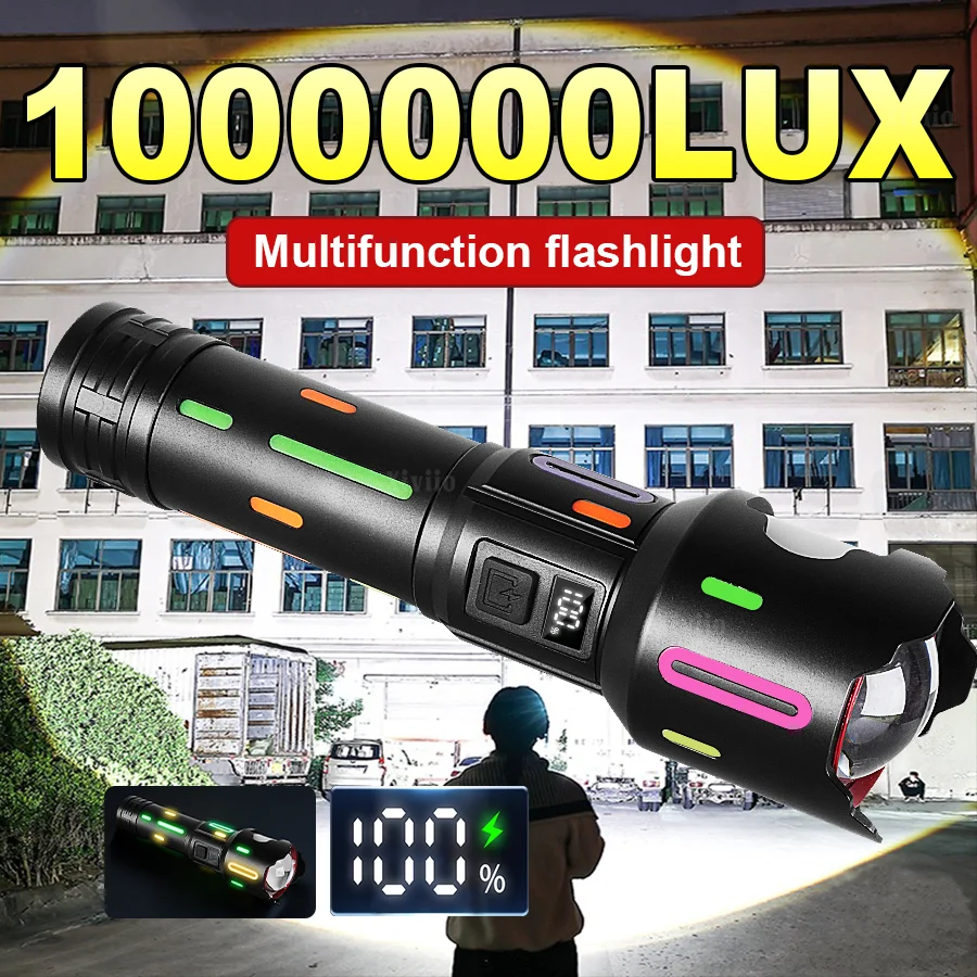 

Ultra Powerful Flashlights LED Flashlight White Laser Lantern with Side Light Torch Military Tactical Zoom Lamp for Hunting Camp