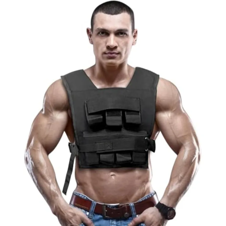 

Adjustable Weight Vest for Gym Training Black Durable Polyester Fabric Flexible Fit with Multiple Pocket Options