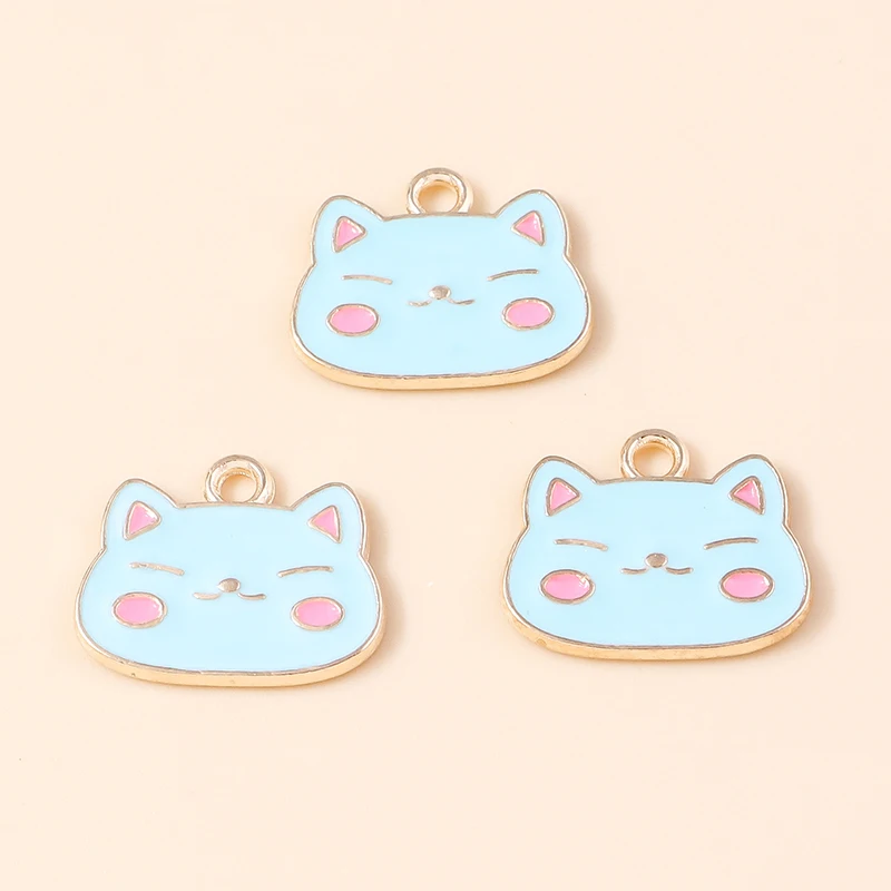 Leslie 10 Stück süße Emaille-Katze-Charms, Kawaii-Katzen-Anhänger, Halskette, Schlüsselanhänger, Ohrringe, DIY-Schmuckherstellung, Zubehör, Großhandel – Detail 5