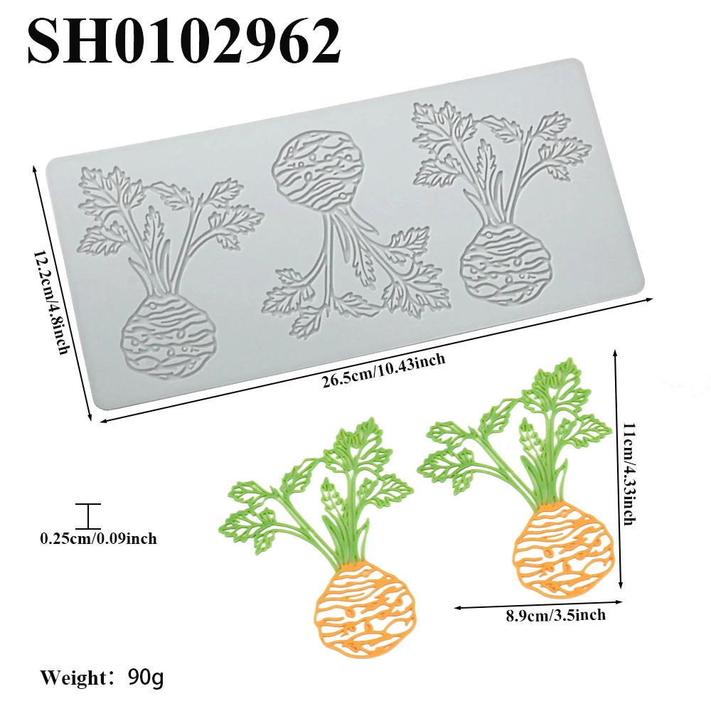 Radish Onion Flammulina velutipes Mushroom Design Fondant Mold Sugar Craft Silicone Pad Chocolate Chip Silicone Lace Mat