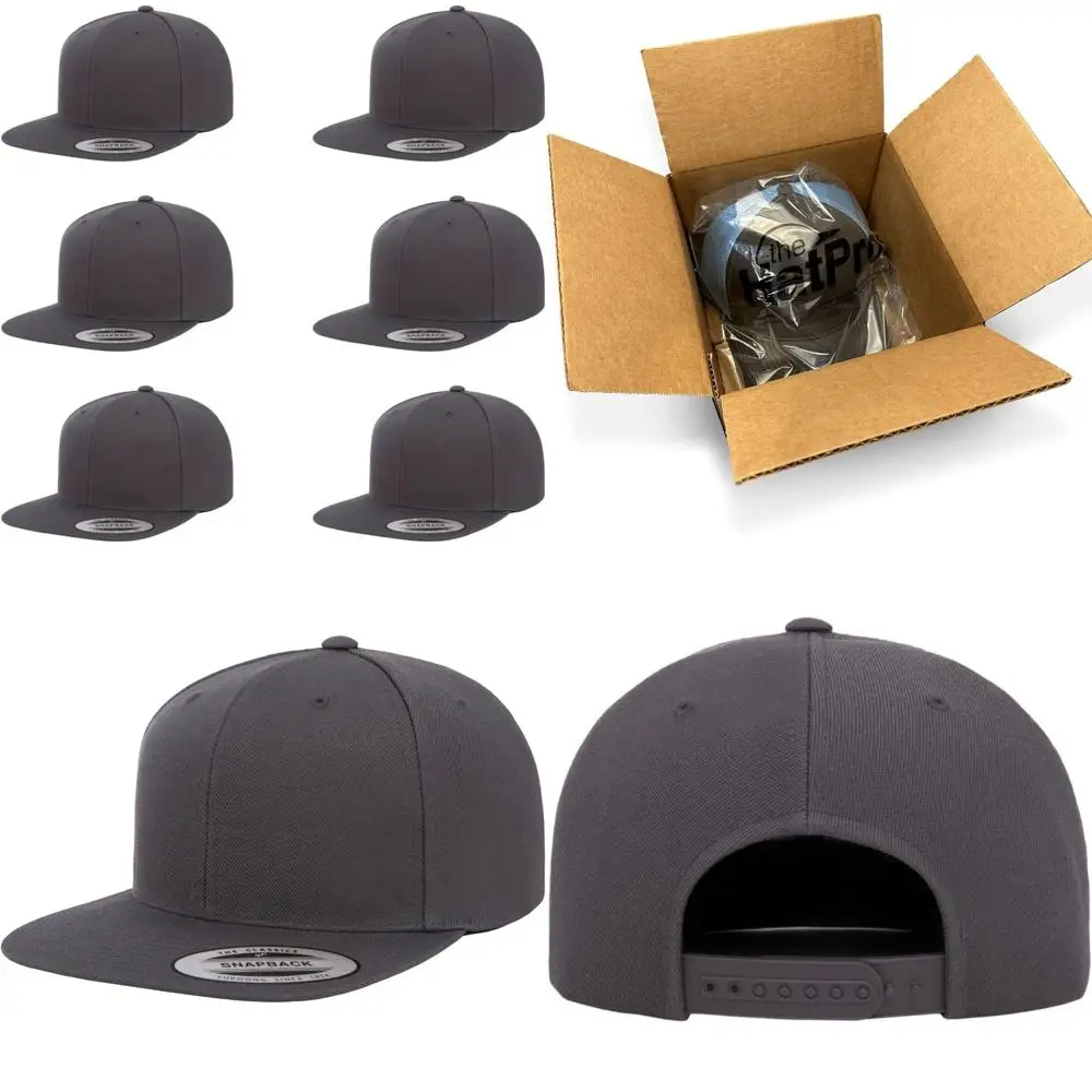 

Premium Wool-Blend 6 Panel High Profile Flat Bill Snapback Cap Bulk Packs Available
