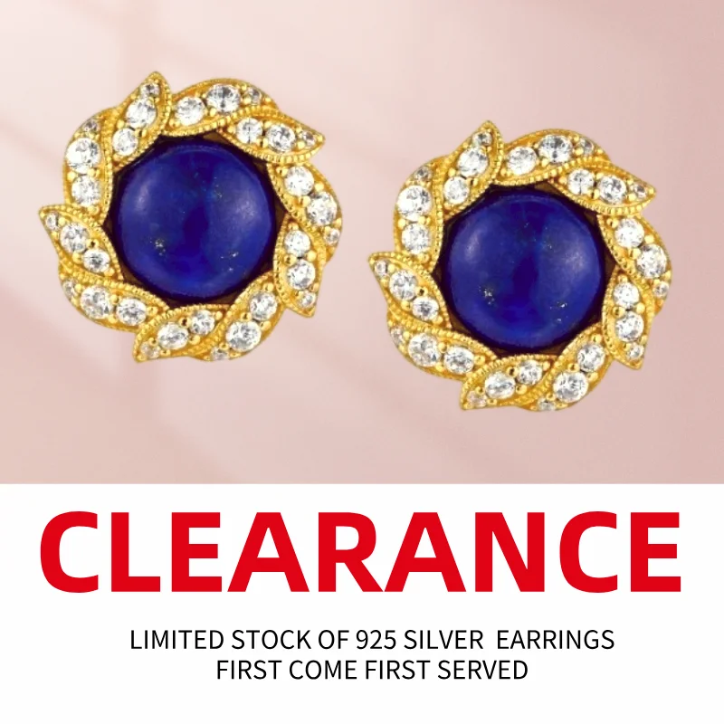 Clearance 925 Sterling Silver Gemstone Garnet Lapis Amber Geometric Chic Earrings For Women Limited Stock First Come First Get