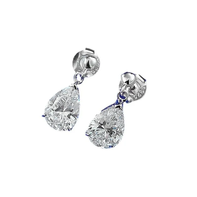 

Live S925 silver water drop sea blue earrings women's 7 * 10mm pear-shaped diamond fashion colored treasure Gifts for women