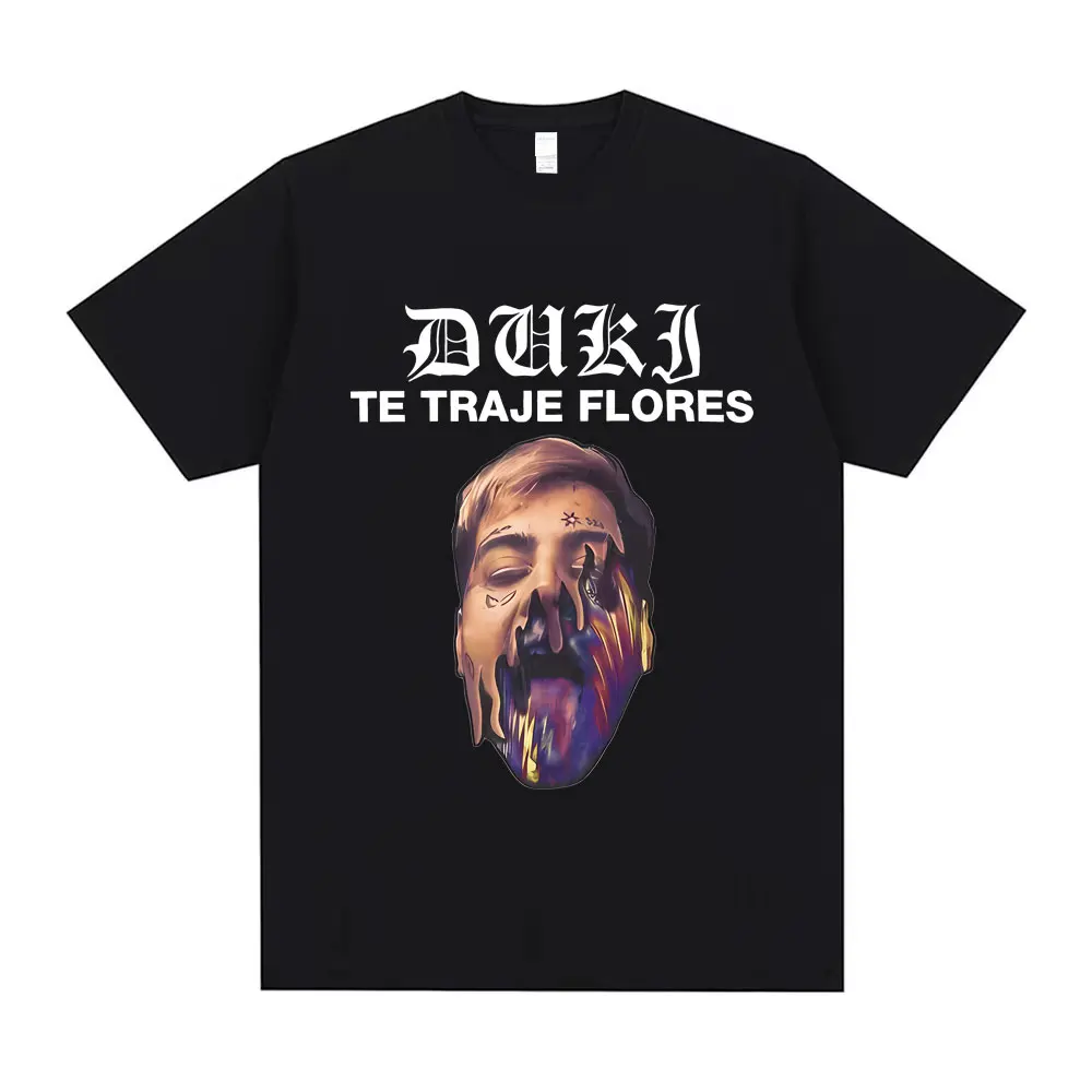 

Rapper Duki The Traje Flores Head Graphic T-shirt Men Women Hip Hop Fashion Trap Rap Streetwear Men's Vintage Oversized T Shirts