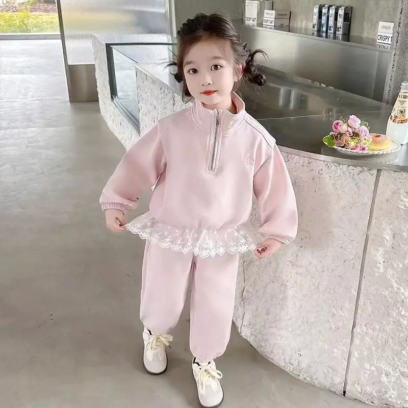 

Girls' Spring Outfit Set2025New Stylish Children's Fashionable Spring Sweatshirt Little Girl Spring and Autumn Sports Two-Piece