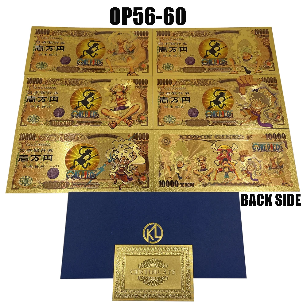 Karty Banknotowe Premium All Style Anime Gold One Piece Series Edycja Limitowana Kolekcja Hobbystyczna Prezent dla Fanów i Przyjaciół