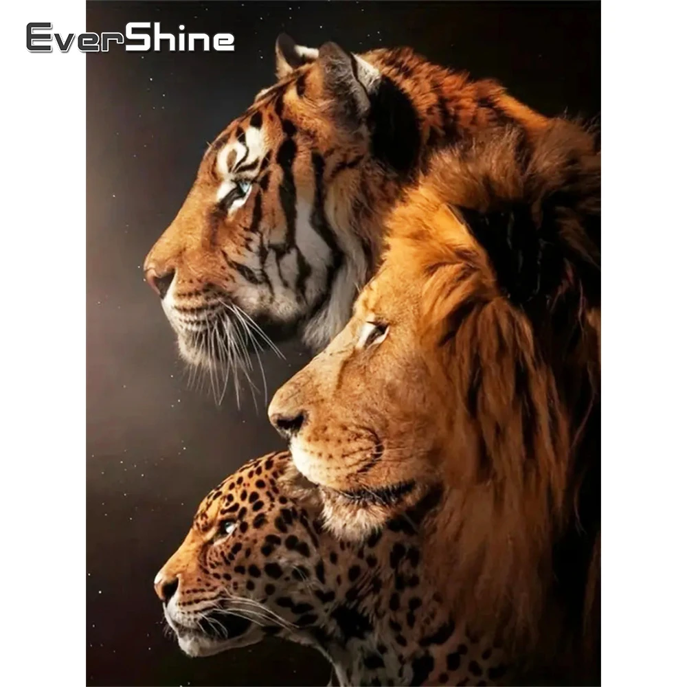 Evershine 5D-Diamantmosaik zum Selbermachen, Tiger-Tiermuster für Erwachsene, Anfänger, Diamantmalerei, Löwe-Stickerei, handgefertigt, Hobby