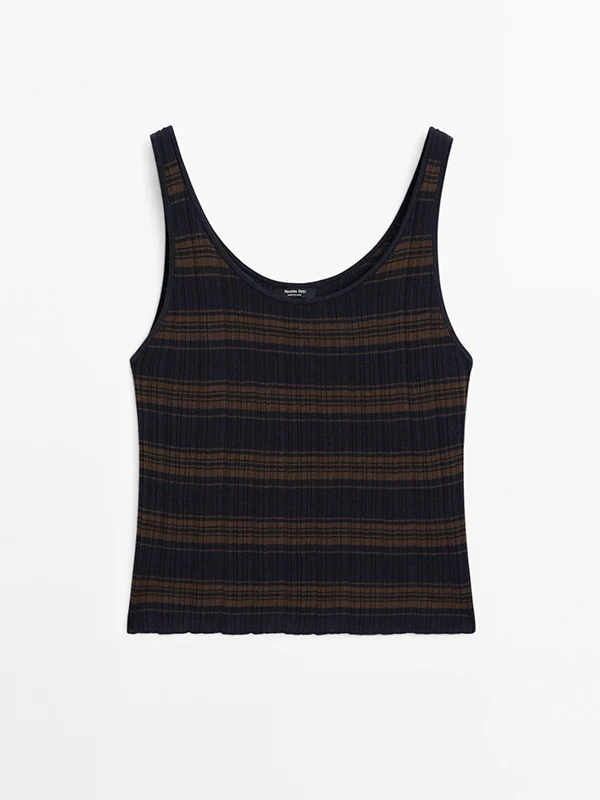 Dzianinowa kamizelka z czystej bawełny Svel U-Ne w paski, codzienna, przyjazna dla skóry, letnia nowość, retro, top damski MD