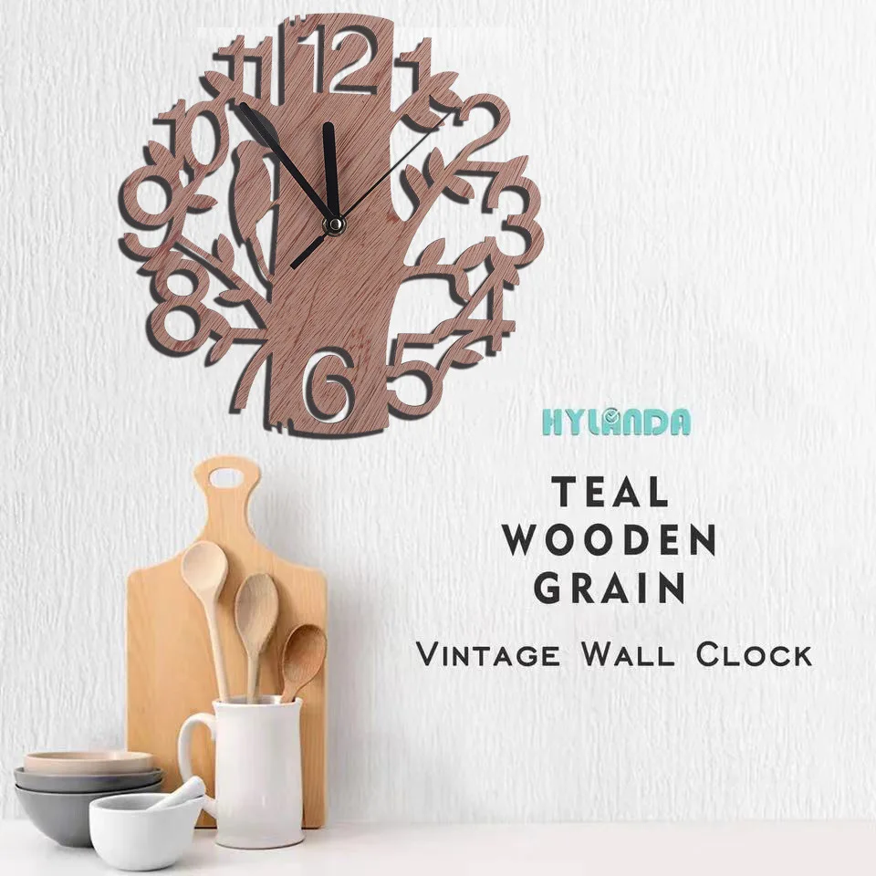 Modern Design Nordic Wall Clock Creative Hollow Design Wooden Birds Wall Clocks Silent Quartz Needle for Living Room Decorations