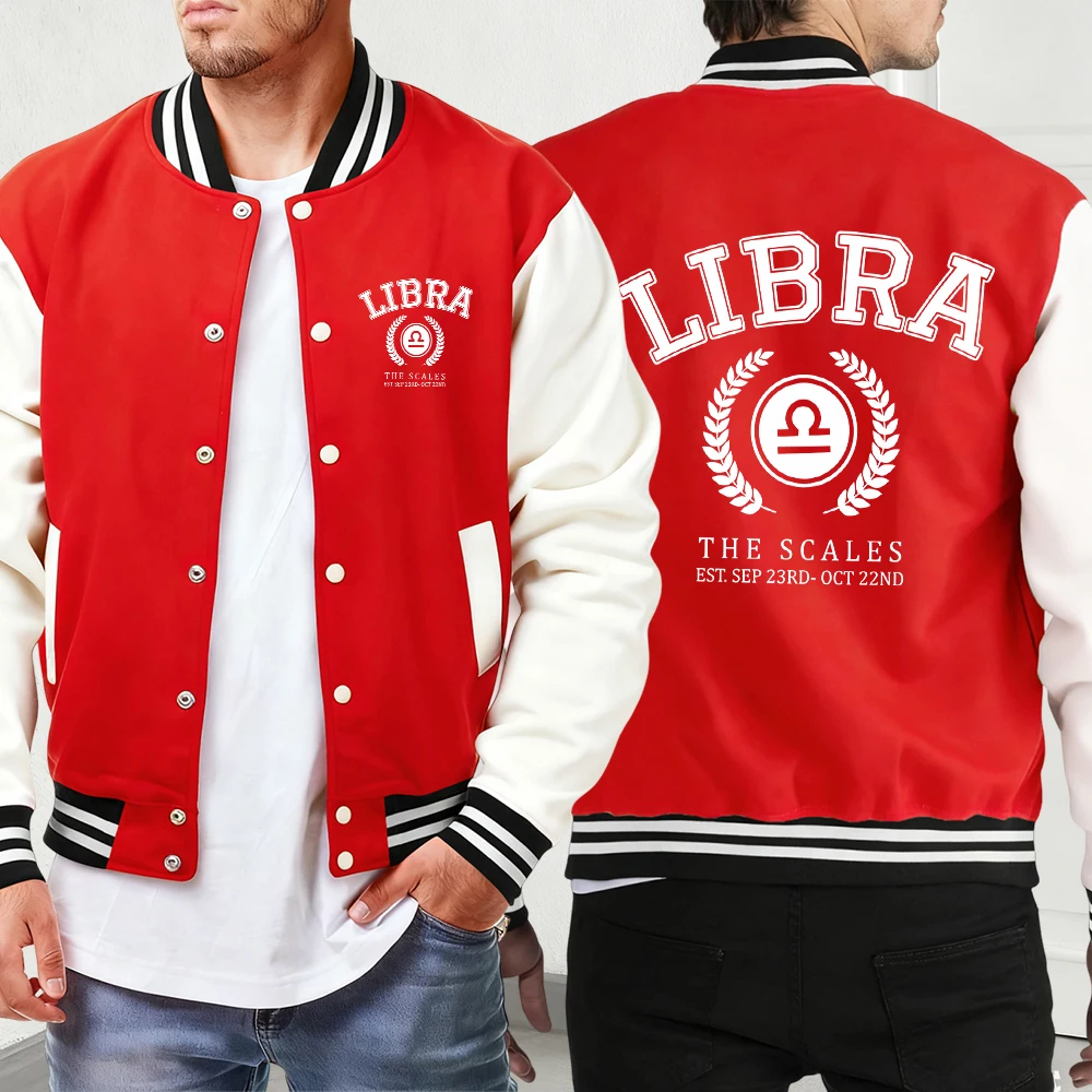 

Весы с принтом весов, модная уличная одежда, мужские мягкие винтажные куртки, повседневная осенне-зимняя мужская одежда, базовая удобная бейсбольная форма