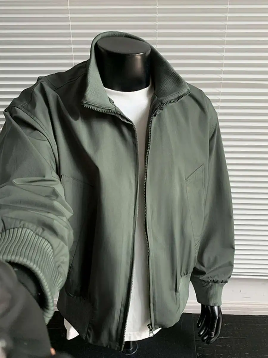 

Модная лоскутная свободная мужская куртка с воротником-стойкой из смеси хлопка, весенняя верхняя одежда, молодежная модная повседневная одежда J5232