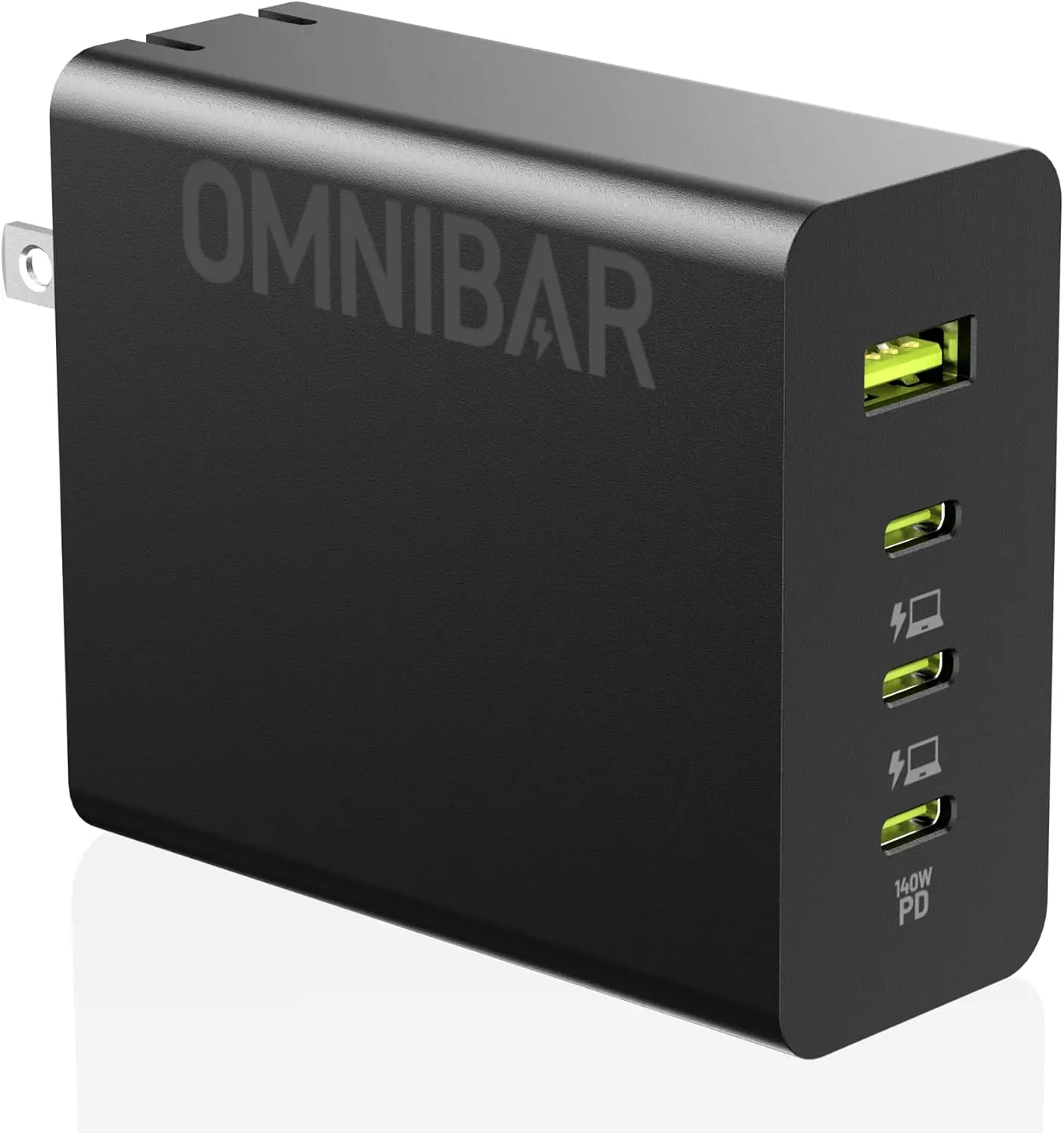 

Быстрое зарядное устройство GaN 140 Вт, 4-портовый USB-C адаптер для ноутбуков и телефонов