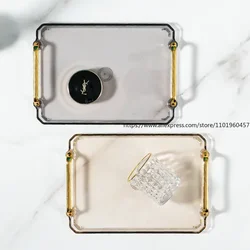 Rectangular Light Luxury European Acrylic Decorative Rectangular with Handle Household Tableware Tray