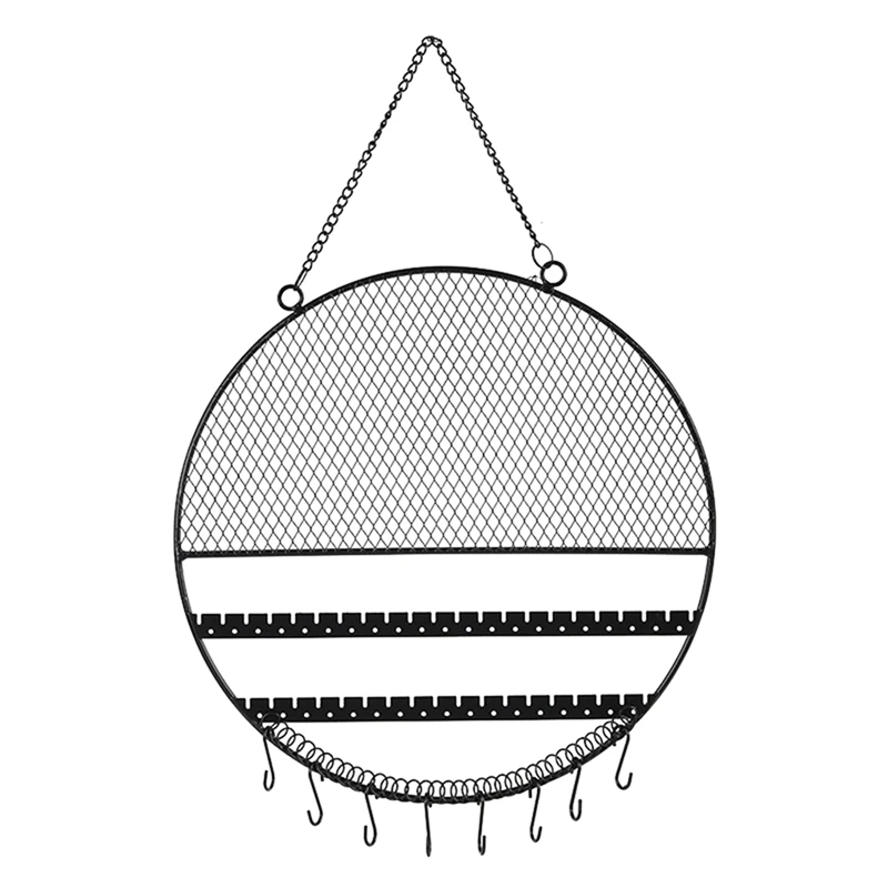 

Большая круглая подвеска для ювелирных изделий, сетчатый металлический стеллаж для хранения серег, браслетов, ожерелий, подставка для ювелирных изделий
