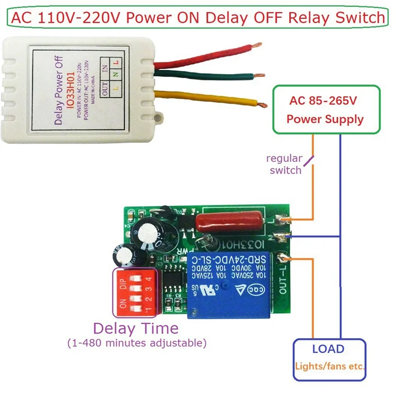 DIGIT-2PCS 1-480Min Verstelbare Timer Disconnect Vertraging Controller AC 110V 220V Power-On OFF relais Schakelaar Uitgangsspanning