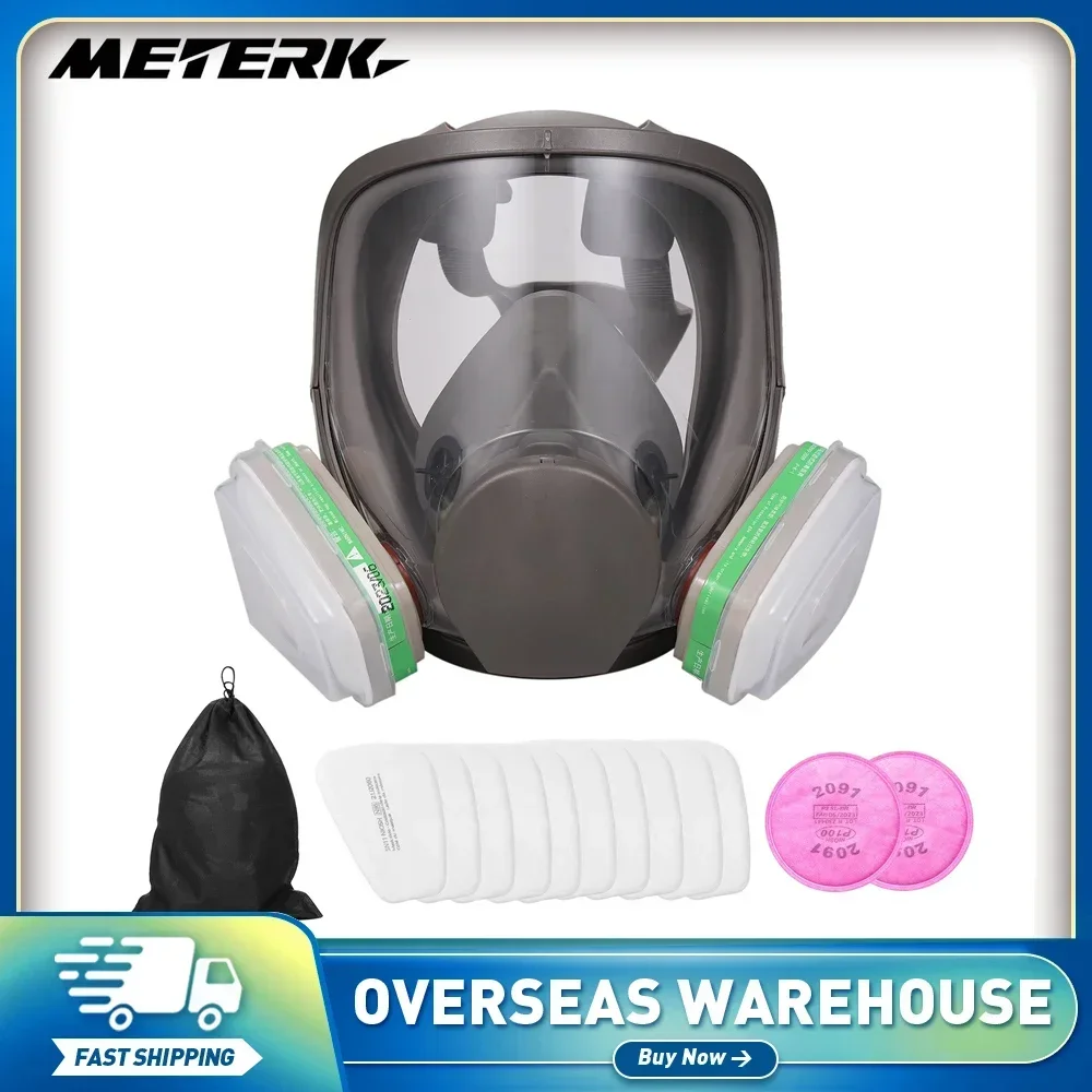 6800 Reusable Full Face Respirator Full Face Cover 18 in 1 Gas Cover Respirator Wide Field of View for Work Protection